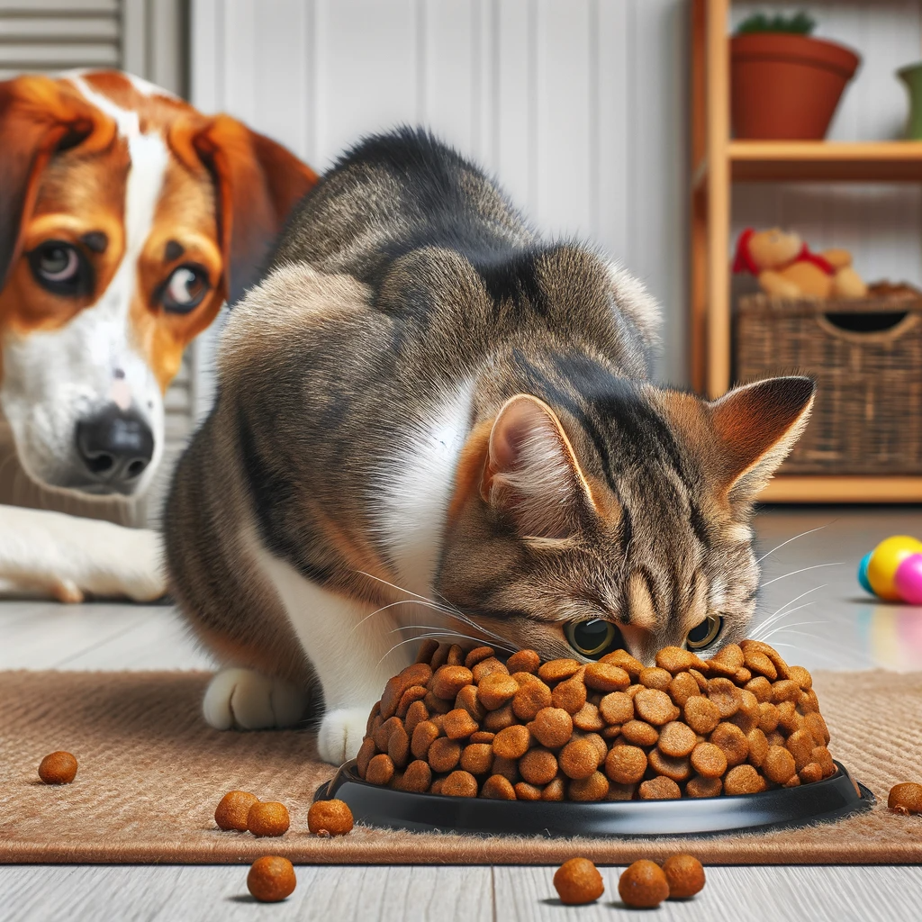 cat eating dogfood