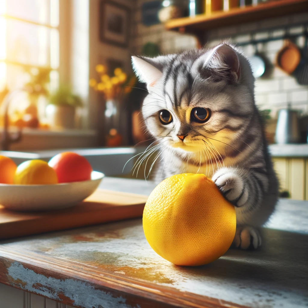 cat eating citron