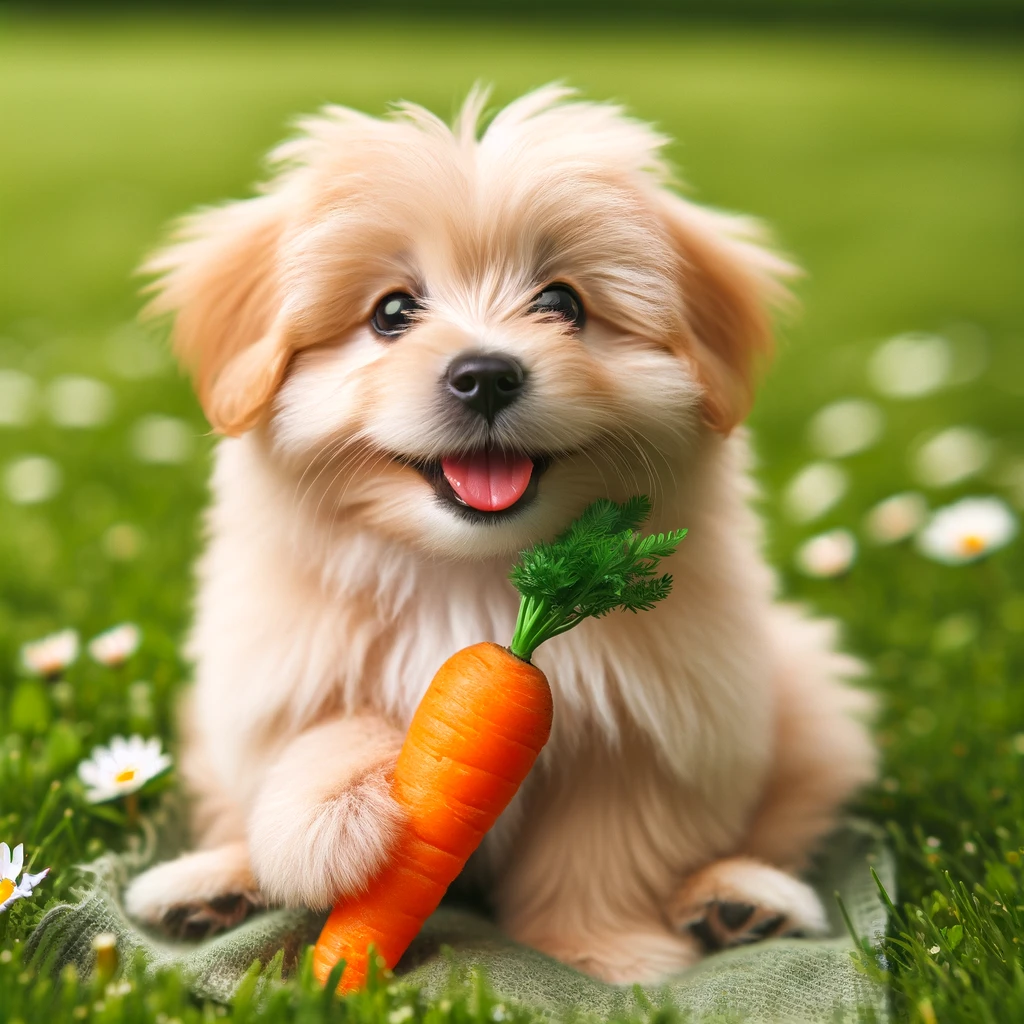 dog eating carrot