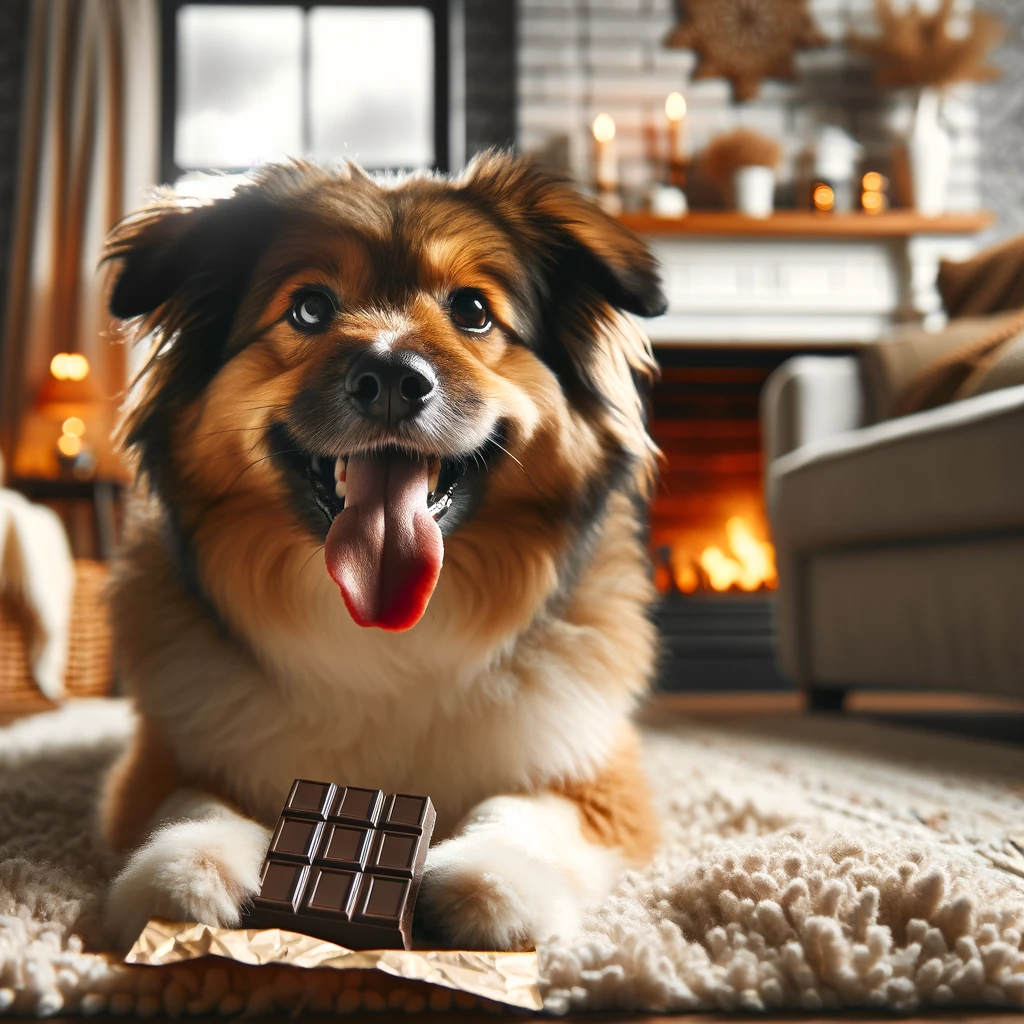 dog eating chocolate