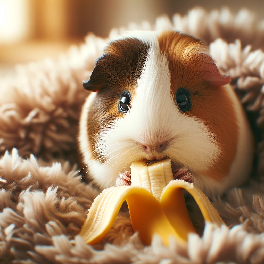 guinea pig eating banana