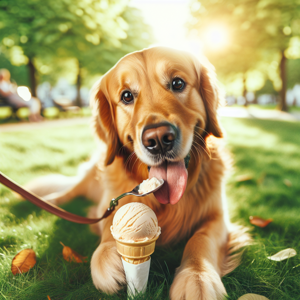 Dog eating ice cream