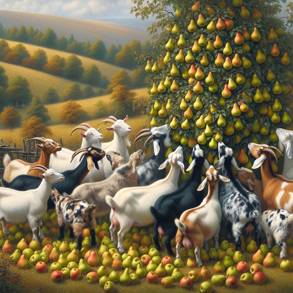 goats eating pears